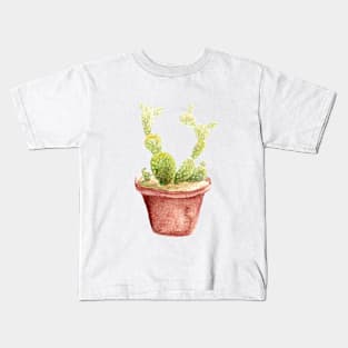 Opuntia cactus. watercolor Kids T-Shirt